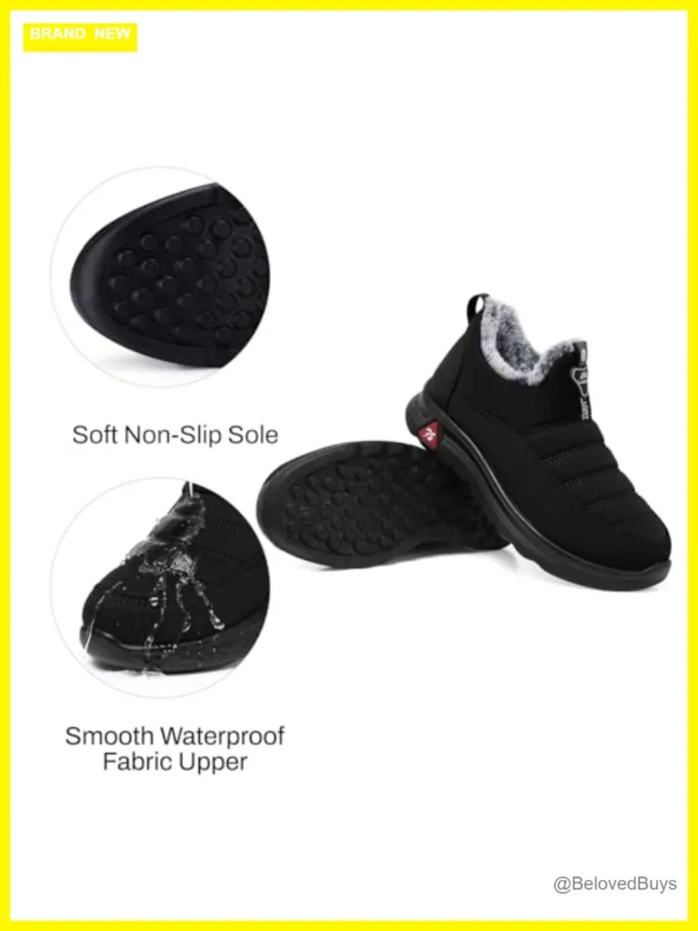 Warm Fur Lined Water Resistant Slip On Ankle Snow Boots